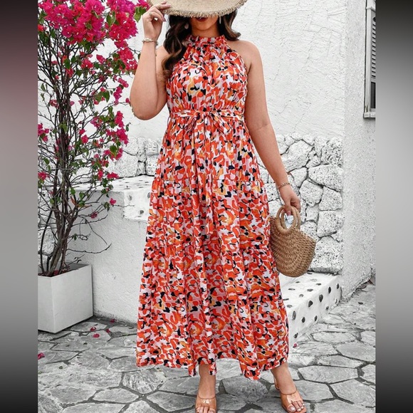 Boho allover print halter belted maxi dress - Picture 10 of 12